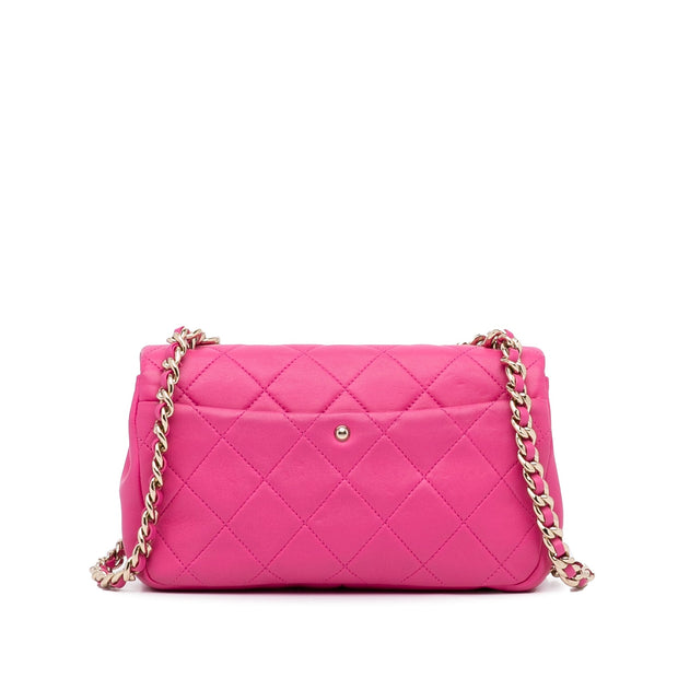 Chanel Classic Single Flap Mini Square Pink Lambskin Gold